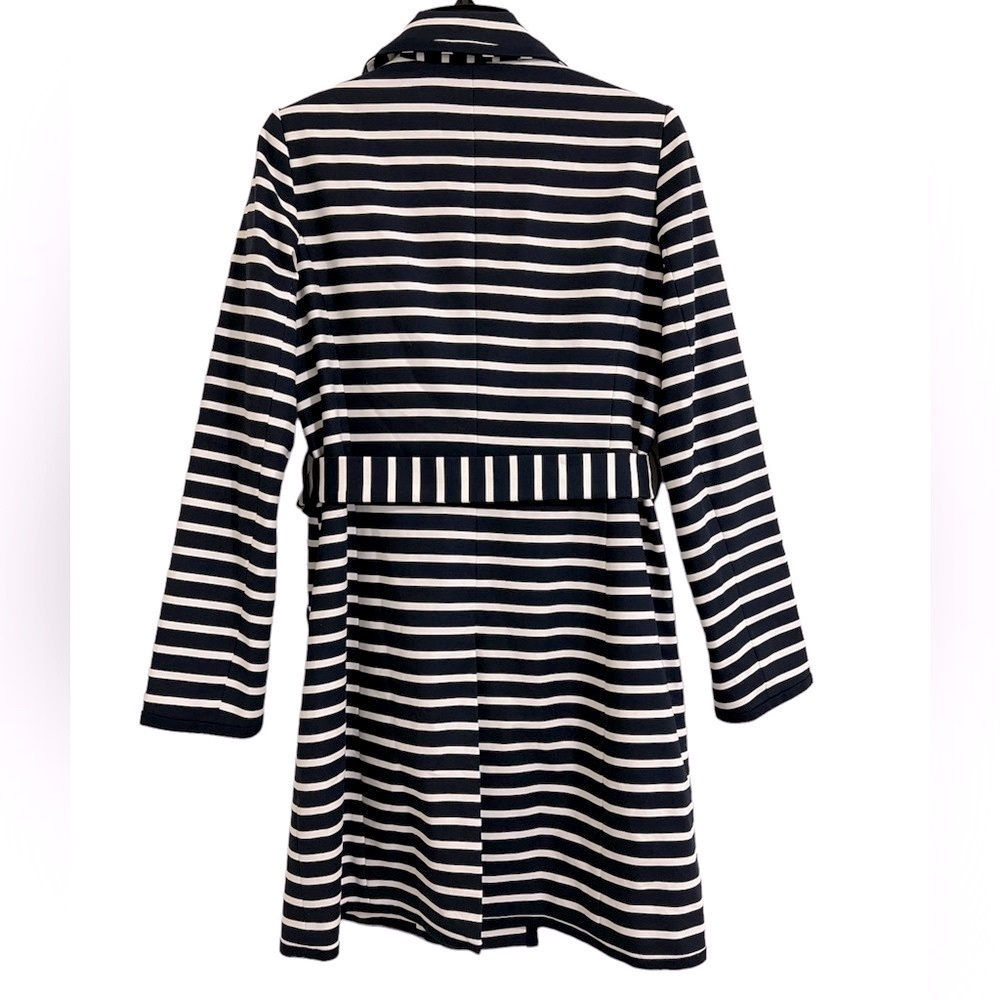 The Limited raincoat navy white striped trench medium lined nautical - Picture 12 of 12
